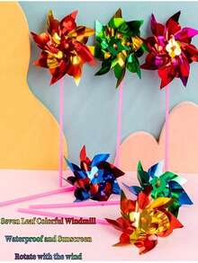 20 件塑料彩虹风车派对风车，彩虹亮片迷你风车套装 - 色彩鲜艳，防水防晒，适用于花园装饰和派对礼品（需要 DIY 组装），户外，小礼物，花园玩具（颜色随机）20 件塑料彩虹风车派对风车，彩虹亮片迷你风车套装 - 彩色 - 查看 7