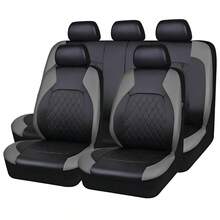 Car Seat Covers Full Set, Universal PU Leather Car Seat Protectors, Adjustable Vehicle Seat Covers With Easy Installation For All Seasons - Dark Grey - View 9