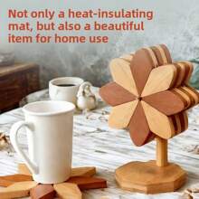 Complete Set Of Wooden Windmill, Heat-Resistant Coasters, Insulation Pad, Foldable Heat-Insulating Table Mat Decorations, Suitable For Household Use