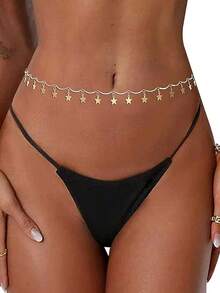Sexy Bikini Waist Chains Gold Tassel Body Chain Adjustable Belly Beads Waterproof Sexy Bikini Beach Bikini Belt Body Chains Jewelry Gift Summer Beach Vacation Holiday Party For Women And Girls - Waist Chain - View 2