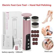 2 In 1 Electric File For Feet Pedicure Machine Nail Polishing Dead Skin Remover Callus Foot Grinding Trimmer Rechargeable Foot Care Tool 1200mAh