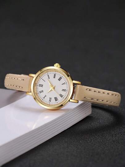 1pc Elegante Minimalist Small Dial Quartz Wrist Watch, Chic (Watch Box Not Included) view 4