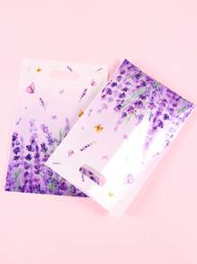 10/20/50 unidades Bolsas de regalo de plástico de color púrpura lavanda - Elegantes y duraderas, con diseño floral y mariposa para obsequios de boda, fiesta de cumpleaños, regalos navideños, accesorios para fiestas de jardín de primavera (Tema con aroma a lavanda)