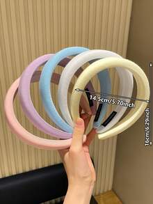 1/3/4/5个装 女士简约纯色海绵宽发带,适合洗发、休闲外出、高髻、碎发造型、日常使用、居家、护肤,四季皆宜,可作为礼物赠送,时尚实用! - 彩色 - 查看 5