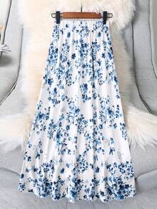 Women's Sweet & Elegant Fashion Versatile Loose Floral Printed A-Line Skirt