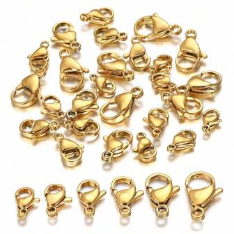 100pcs Gold-Plated Stainless Steel Lobster Clasp Suitable For Bracelets, Necklaces, Chains, DIY Jewelry Making Accessories