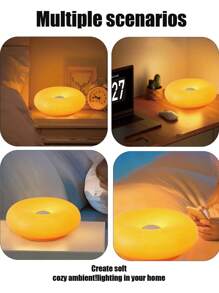 LED Orange/White Donut Decorative Table Lamp For Living Room, Bedroom, Dining Room, Bedside, Desk Lighting, Outdoor Camping, Birthday Gift, USB Plug, Touchable, Tri-Colour Dimmable, Adjustable Brightness