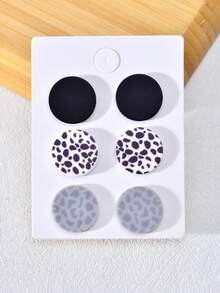 3 对女士亚克力心形耳钉，时尚珠宝 - 圓329005/SET - 查看 12