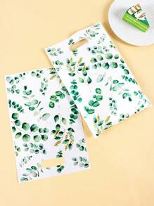 10/20/50pcs Eucalyptus Leaf Party Favor Bags - Green Floral Plastic Gift Bags Bulk Pack, Durable Tote & Handheld Bags For Birthday Wedding Youngsters Shower Decorations, Eucalyptus Theme Party Supplies Decor