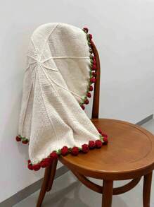 1 Set DIY Crochet Rose Bouquet Blanket Kit Crochet Flower Bouquet Blanket Material Knitting Kit Pack Red Rose Round Blanket Sofa Throw Blanket Birthday Anniversary Gift Wedding Gift Home Decor