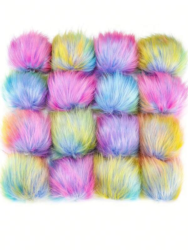 1PC/7PCS Soft Faux Fur Pom Poms - 3.9 Inch, Rainbow Multicolor, Flannel Material, Removable Knitting Accessories ,Ideal For DIY Crafts, Keychains, Hats, Scarves - Perfect Gifts For Holidays,Graduation Decorations 2025,Home Essentials,Party Supplies,Easter Gifts,Mother's Day, Wedding Season, Graduation Season, Gifts For Family And Friends