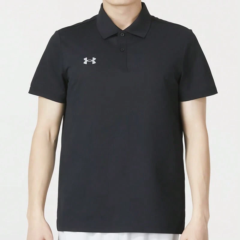 Under Armour 男士 2026 新款训练健身休闲 Polo 衫，透气短袖，23500507-001 - 黑色 - 查看 1