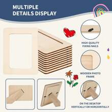 Set de 21 piezas de kit de manualidades para pintar marcos de fotos DIY, artesanía manual de madera DIY, productos colaborativos para parejas y familias. Un gran regalo de cumpleaños que incluye 5 marcos de fotos de madera sin terminar, 12 rotuladores de acuarela miniatura y 4 pegatinas de diamantes de cristal para marcos de fotos DIY - Adecuado para todas las estaciones y festividades.