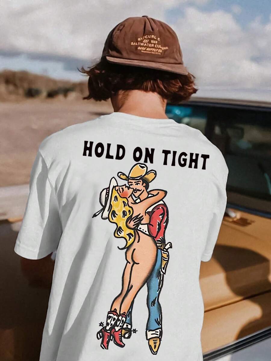 Men's Regular Fit Printed T-Shirt, Fashionable Spring/Summer - White - View 1