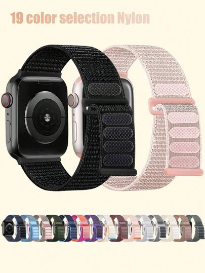 1 Stück Sportarmband aus Nylon kompatibel mit Apple Watch 38/40/41/42/44/45/46/49 mm, weich, atmungsaktiv, verstellbarer selbstklebender Riemen kompatibel mit Apple Watch Series Ultra/11/10/9/8/7/6 SE/5/4/3, einfach zu tragendes Armband für Herren und Damen