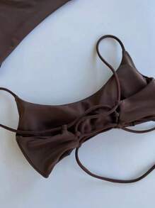 Sexy Solid Color Spaghetti Strap Open Back Bikini Swimsuit