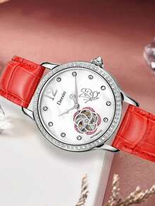 Deesio Ladies' Mechanical Watch, Fashionable, Luxurious And Atmospheric, Stainless Steel Case, 36mm, Hollowed Out Watch - Multicolor - View 3