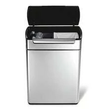 Simplehuman 48L Touch Bar Dual Compartment Kitchen Step Trash Can Recycler Stainless Steel: Indoor Garbage Can, Silver - 1 - View 7