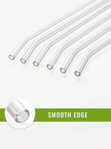 8Pcs Colorful Glass Straws With 2 Cleaning Brushes - 8mm Reusable Drinking Straws, 4 Straight & 4 Bent, Party Supplies For Smoothies, Cocktails, Iced Coffee, Perfect Gift For Home, Weddings, Or Events