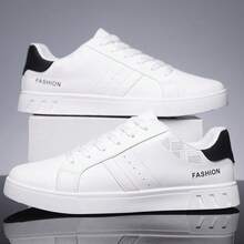 Men's Casual Shoes Spring New Breathable Sports Sneakers Black Leather Shoes Students' Shoes - White - View 4
