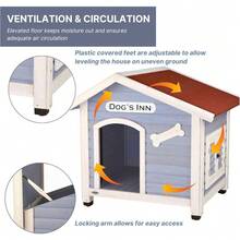 Trixie Natura Dog's Inn Dog House – Outdoor Dog House For Medium Dogs With Hinged Roof, Weatherproof Sealer & Window Shutters, Wooden Dog House With Adjustable Legs – 42 X 35.5 X 37 In - 1 - View 5