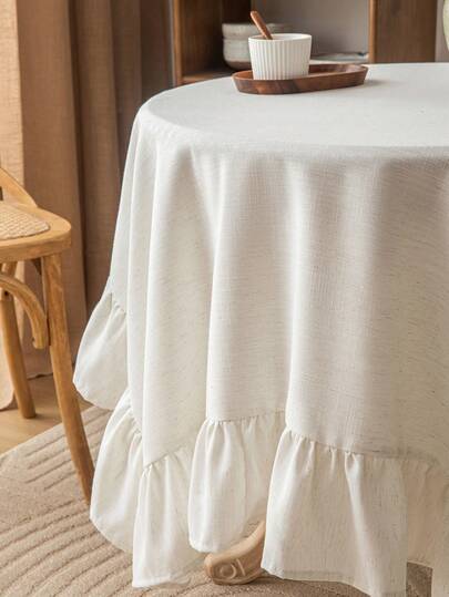 1 قطعة مفرش طاولة مفصل بالكشكشة على الحافة، بطراز مزرعي قديم، مربع الشكل، من قماش البوليستر، مناسب للمطاعم والمطابخ وطاولات القهوة والحفلات والديكور