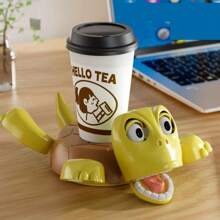 1pc Creative Turtle Coaster, Desktop Decor, Funny Sound Effect Pressure Activated Bulging Eyes Coaster Holder