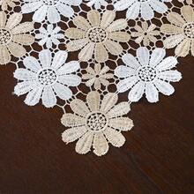 HXARTMIS 1pc Hollow Bicolor Sunflower Lace Tablecloth/Table Runner, Elegant Rectangular Tabletop Covering Fabric, Modern Center Decor, Embroidered Polyester For Dining Room, Kitchen, Living Room, Outdoor Cafe, Home Decor, Suitable For New Year And Holiday Themes, Multiple Sizes Available - White Coffee - View 10