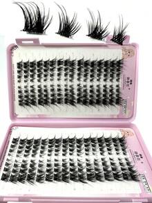 Lông mi giả mắt mèo nhiều cụm 3D Fluffy Fox Eye Lash, 10 hàng/32 hàng (256 chiếc/80 chiếc) Công suất cao, tự nhiên & cong, cảm giác mềm mại, mềm mại, lông mi đen siêu mịn 3 trong 1 có thể tái sử dụng để làm dài & làm to mắt, trang điểm khi đi làm hàng ngày, cụm lông mi, lông mi riêng lẻ, lông mi, lông mi giả - màu đen - Xem 7
