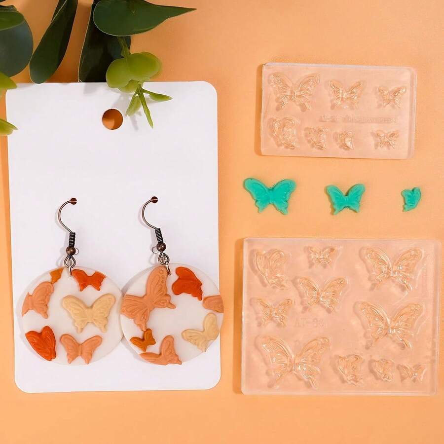 1pc Butterfly-Shaped Polymer Clay Mold - Mini Clay Earring Mold Jewelry Making - Clear - View 1