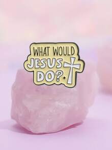 Creative Geometric Metal Apparel Accessories, English Letter Design Casual Badges - Yellow - View 2