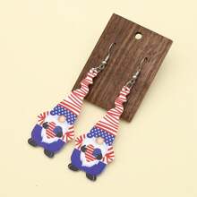 1 par de brincos pingentes de acrílico com bandeira americana e gnomo simples e elegantes, adequados para mulheres usarem em feriados