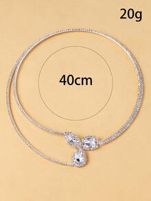 Fashion Double Layer Rhinestone Collar Necklace Jewelry Statement Water Drop Collar Open Adjustable For Women - Multicolor - View 5