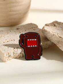 1 件卡通饼干怪兽合金胸针、包包/服装装饰别针徽章、送给朋友的礼物 - 棕色 - 查看 2