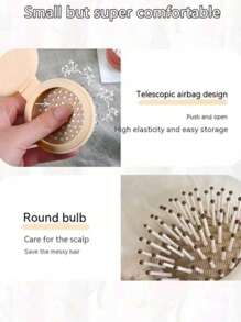 1pc Folding Travel Mirror Hair Brush Round Folding Pocket Size Hair Brush Mini Hair Comb Compact Travel Size Hair Massage Comb For Women Girls Travel Essentials Travel Accessories Make Up Accessories Travel Essentials For Beach Summer Vacation Back To School Body Care For Travel, Outdoor, Sport, Office, School Boy Valentine Heart Valentine