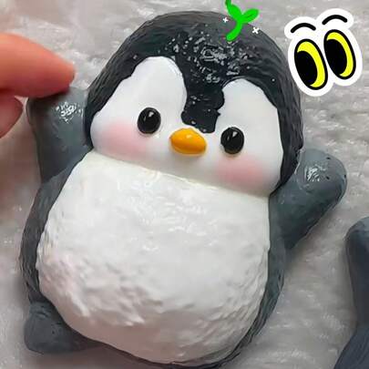 1/4个闪亮水晶捏捏乐企鹅，柔软回弹捏捏乐玩具，缓解压力和焦虑，粘性指尖玩具，适合儿童和成人，抗压手部玩具，可爱小玩意，Taba Squishy，趣味可爱礼物，生日礼物，复活节礼物，万圣节礼物，圣诞节礼物
