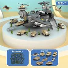 Children's Educational Toys Can Store Military Transport Tanks And Aircraft Model Toys Boys Fighter Planes Simulate Military Base Scenes Parent-Child Interactive Toys Intelligence Development