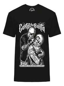 Camiseta con Imagen de Tatuadores y la Letra Cartel de Santa, de 220g de Algodón 100% Puro - Negro - Ver 1