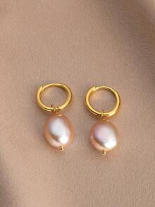 1 Pair 18K Gold Plated Asymmetrical Natural Pearl Earrings For Women - Alien Pearl - View 7