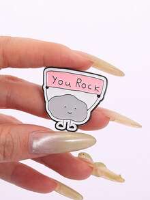 1 Pc"You're Awesome!" Doodle Badge - Cute Cartoon Rock Badge, Perfect For Backpacks And Gifts - Multicolor - View 5