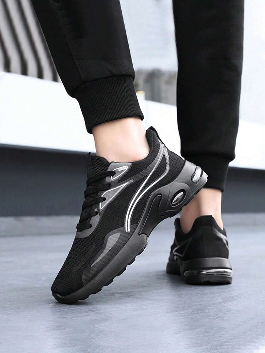 Tênis Esportivos de Malha Respirável e Confortável, com Aumento de Altura por Amortecimento de Ar, Estilo Casual Fashionável para Uso Externo e Corrida, com Cadarço, para Homens