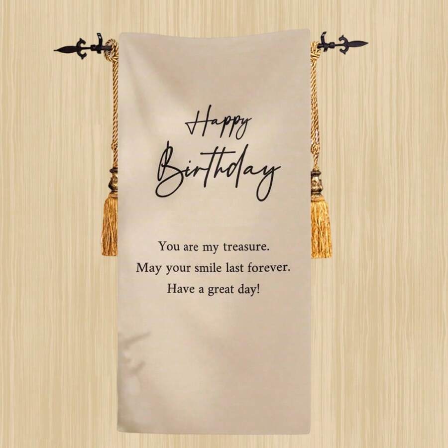 1pc Happy Birthday Letter Banner Cloth, Party Hanging Decoration Flag, Background Wall, Event Prop, Size: 35.43 Inches * 17.71 Inches - Black - View 1