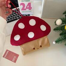 1 pièce Porte-boîte de mouchoirs à motif champignon rouge mignon sans perçage, support mural créatif pour rouleaux de papier
