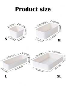 1/4/6/5/9 Pieces Of White Plastic Storage Box, Drawer Storage Set, Multifunctional Bathroom And Dressing Table Drawer Storage Tray, Cosmetics Storage Box, Bedroom, Kitchen Small Tools And Office - White - View 2