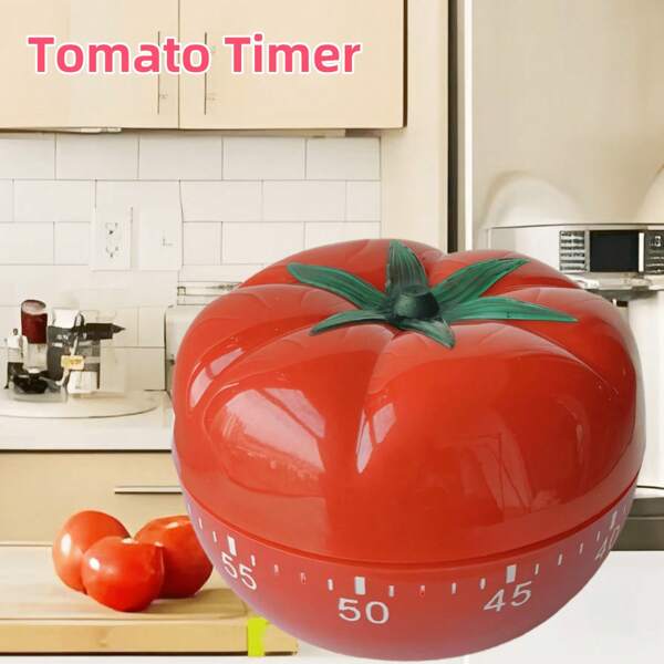 1pc Red Tomato Shaped Timer, Cute & Compact Design, Time Setting With Loud Alarm, Mechanical Stoppage, No Battery Needed, Suitable For Kitchen, Bedroom, Study, Exercise Etc.