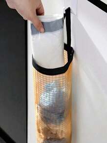 1/2pcs Garbage Bag Storage Hanging Bag, Wall-Mounted Drawstring Shoe Storage Bag, Kitchen Plastic Bag Organizer, Woven Mesh Bag,Plastic Bag Holder With Hanging Net Storage And School Supplies School Accessories Back To School University Students Organizer
