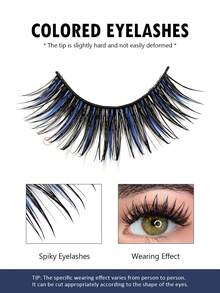 Asiteo 5 Pairs Colorful Wet Anime False Eyelashes - Luxurious Doll Style, High Quality Faux Mink Lashes , Perfect For Stage, Cosplay - Lông mi Manga nhọn - Xem 2