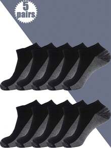 20/10/5/1 Pairs Plain Color Contrast Thick Sports Ankle Socks, Outdoor Running Fitness Sweat-Absorbent Breathable Low-Cut Socks - Multicolor - View 33