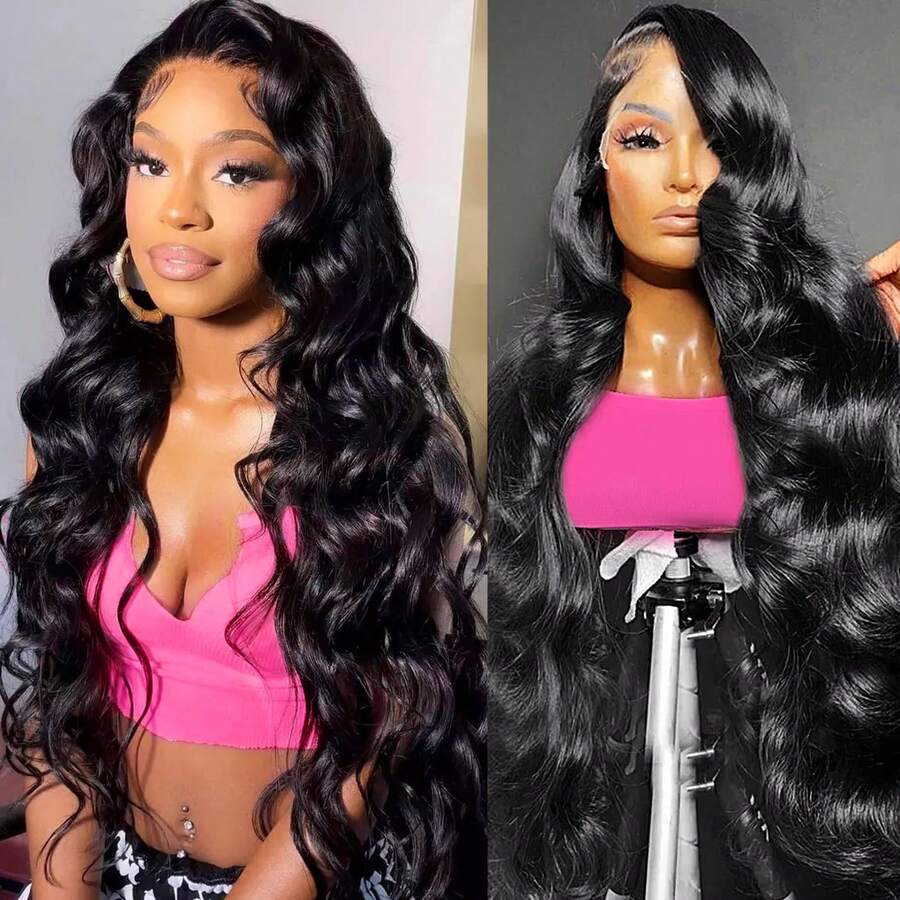 250% Density 42Inch Body Wave 13x6 HD Lace Front Wigs Human Hair 250 Density 12A 100% Virgin Frontal Wigs Human Hair 13x6 Body Wave Glueless Wig For Women Pre Plucked Bleached Knots With Baby Hair Natural Black - Natural Black - View 1