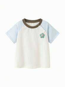 mini bala Boys' And Girls' Shape-Resistant Colorful Cute Short Sleeve T-Shirt Summer